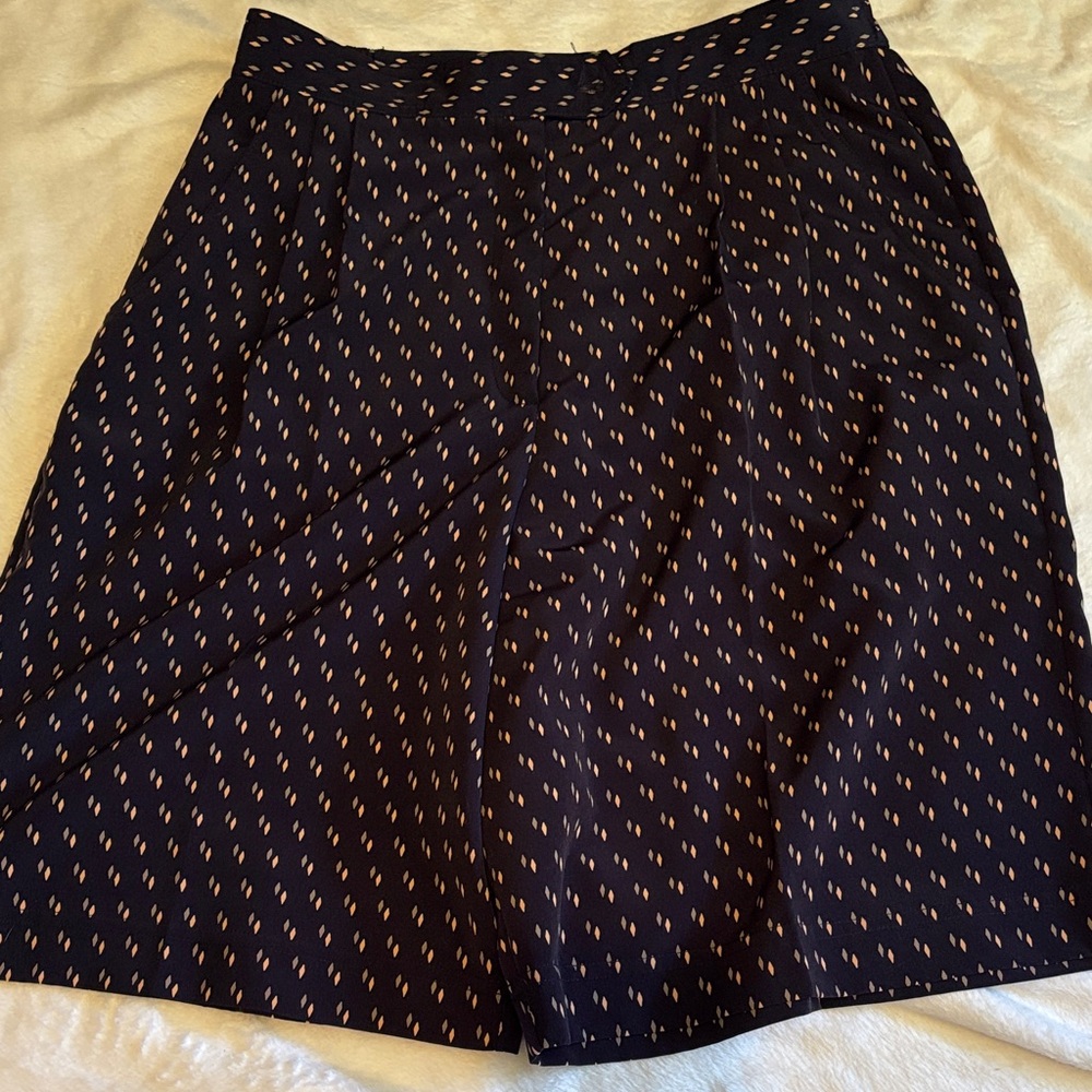 High Waist Navy Patterned Shorts